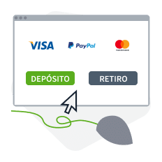 choose between deposit or withdrawal, visa logo, paypal and mastercard logo
